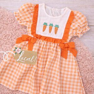 Boutique Gingham Easter Dress w/ Embroidery